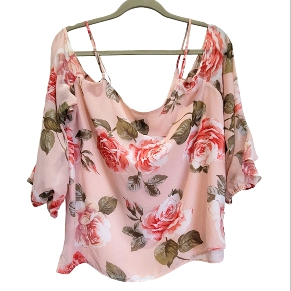 NWT Soho NY&C Floral Cold Shoulder Long Sleeve Blouse - Picture 4 of 7